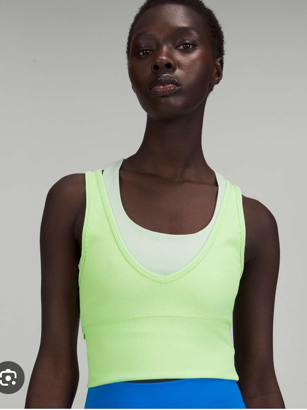 lululemon power pivot ribbed tank top in scream green size 8